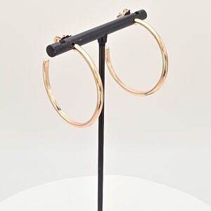 Vintage 1980s NRT Hoop Earrings Rose Gold Tone 1.5" Classic FREE $HIPPING!!